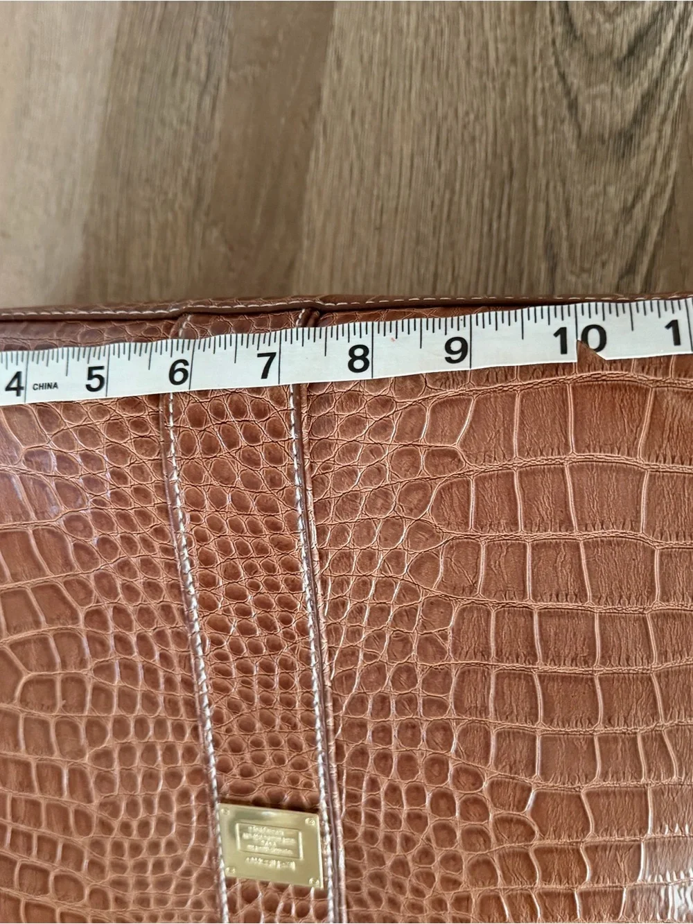 Vintage Liz Claiborne Brown Croc-Embossed Tote Bag